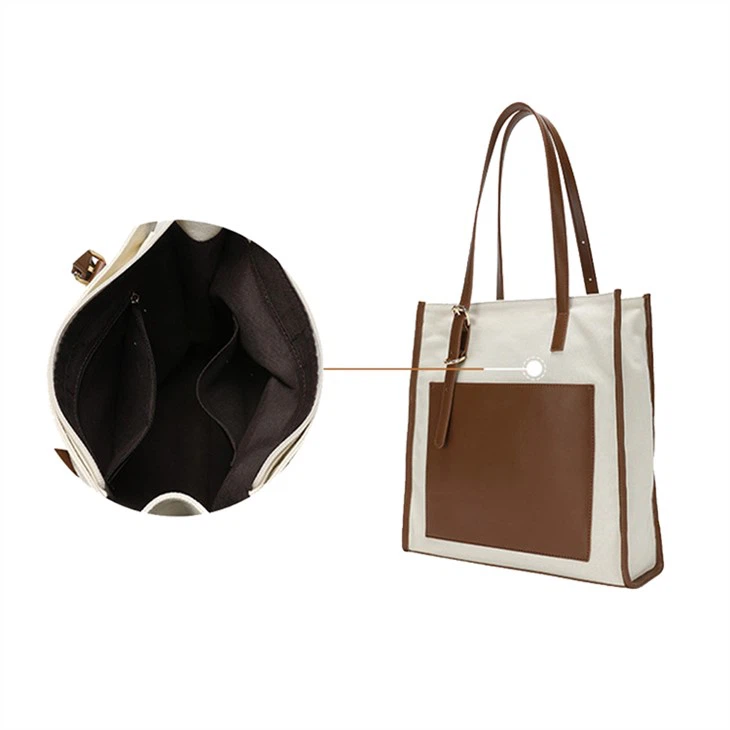 FASHION CANVAS TOTE BAG WITH POCKETS-INSDIE